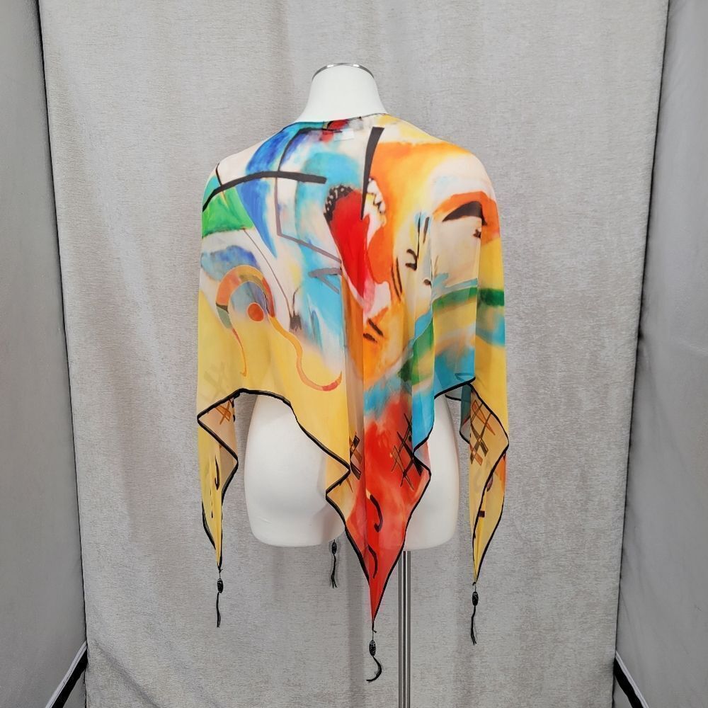 Abstract Print Lightweight Poncho - Multicolor - Picture 6 of 13